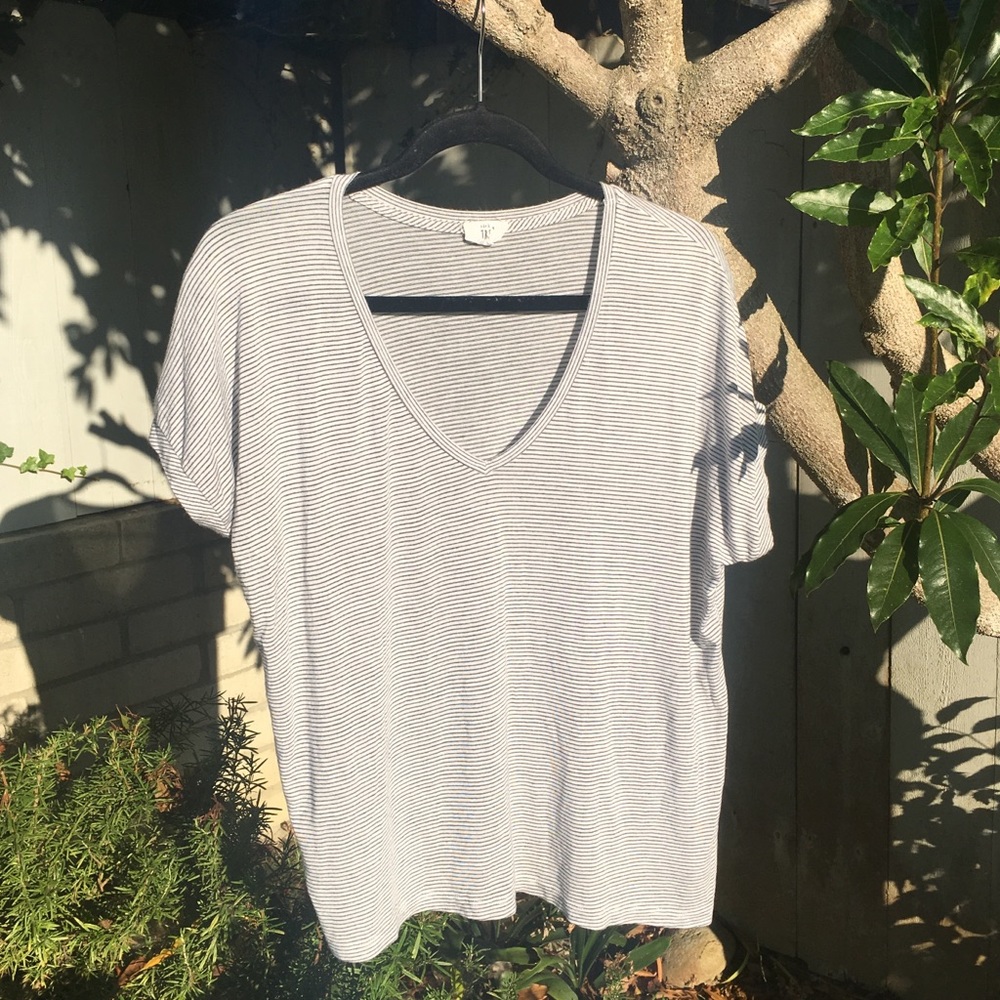 Zara Striped V Neck Shirt